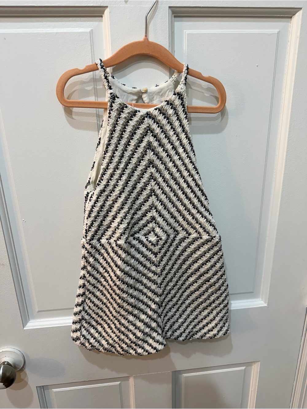 Zara Girls Black and White Chevron Knit Romper - Zara